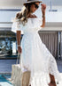 Vestido largo bohemio de encaje blanco Anastasia